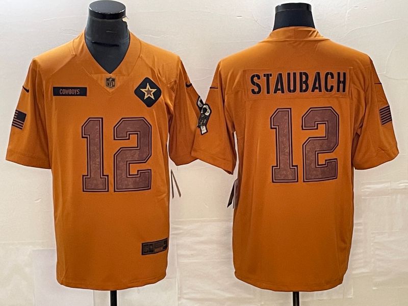 Men Dallas Cowboys #12 Staubach brown Nike 2023 Salute To Service Limited NFL Jersey